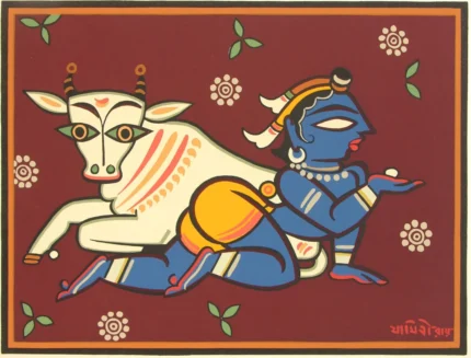 Bal Krishna and Cow